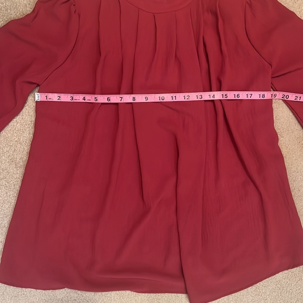 Anthropologie Ces Femme Maroon Mock Neck Pleated Blouse. Sz S - Picture 5 of 11
